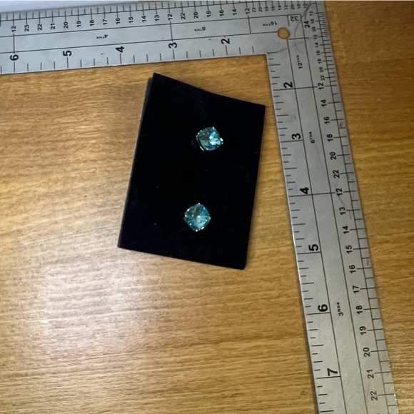 Origami Owl blue crystal rhinestone stud large silver tone statement bling shiny - Picture 4 of 4